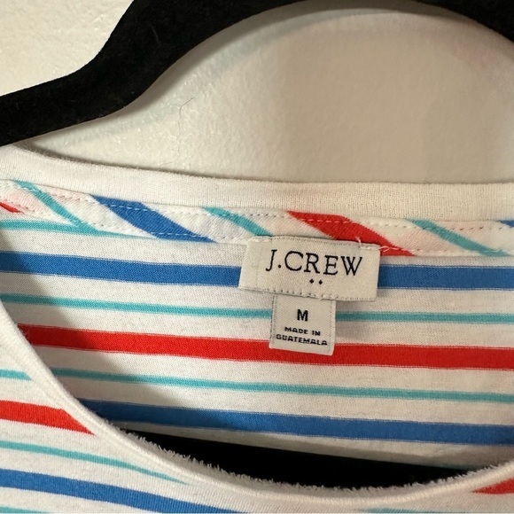 J. Crew Women’s Short Sleeve Crewneck Blue White & Red Striped Dress Sz M GUC - Picture 3 of 7